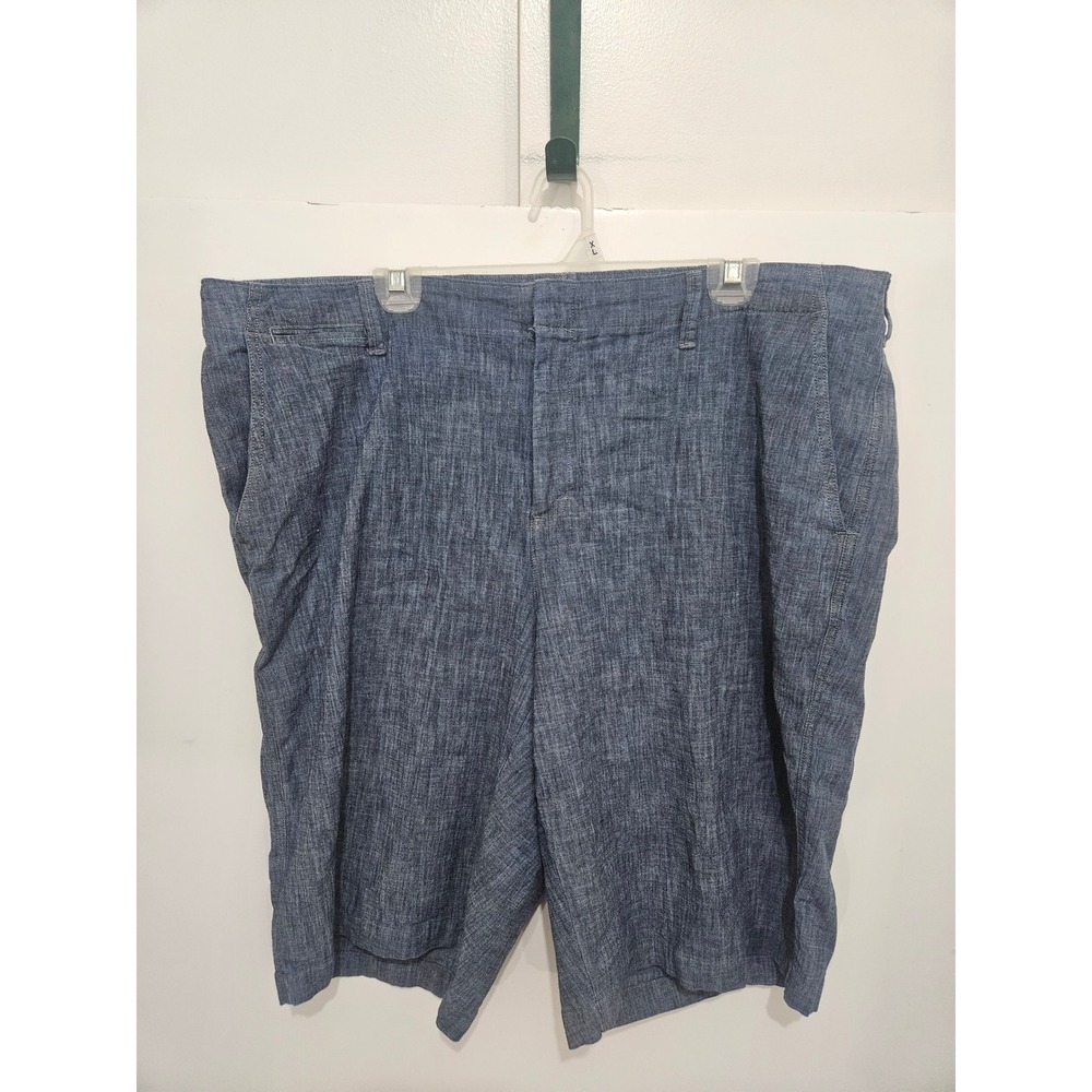 Lands' End Blue Chambray Cotton Stretch Shorts Womens 22W Plus‎ Size Flat Front